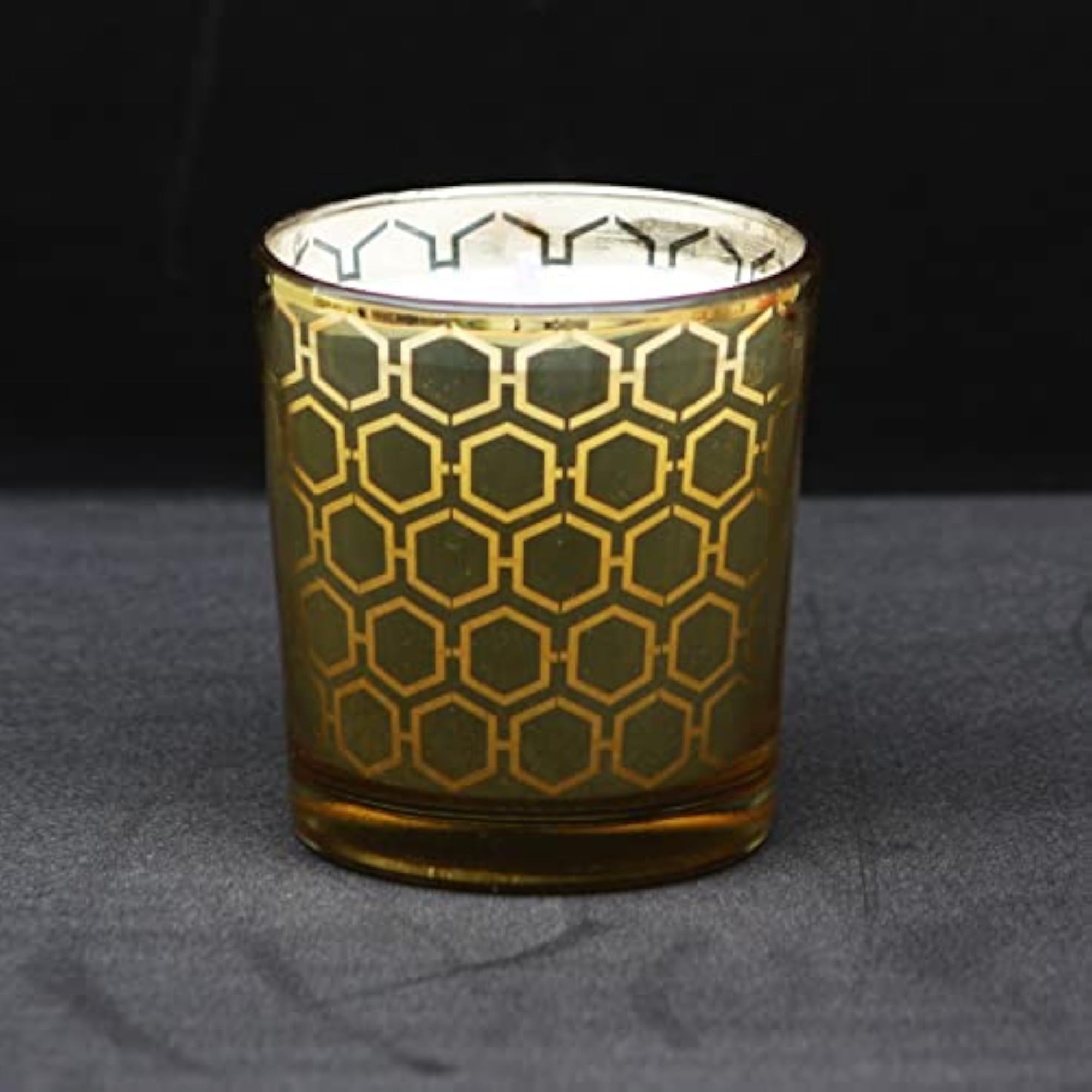 Votive Scented Candle with Gold Pattern, Jamaican Breeze